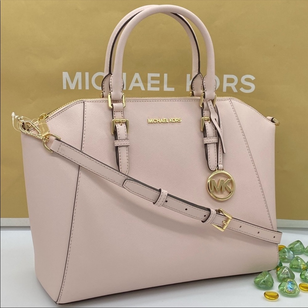 MICHAEL KORS CIARA LARGE TZ SATCHEL POWDER BLUSH - Picture 3 of 16